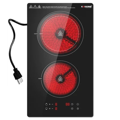 Estufa de inducción de cerámica eléctrica incorporada 12/24 pulgadas 2/4 quemadores negra Foto 1 de 4