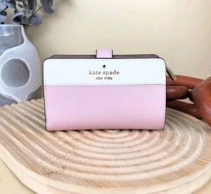 NWT Kate Spade Madison Medium Compact Bifold Wallet Leather Rose Smoke Multi - Picture 1 of 2