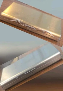 Schmales Edelstahl S/2 Kreditkartenetui Gold und Silber RFID Schutz Geldbörse - Bild 1 von 12