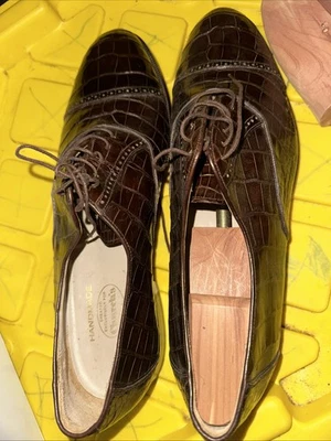 Zapatos hechos a mano CHURCH’S Prima Classe marrón brillante genuino cocodrilo talla 12M Foto 1 de 4