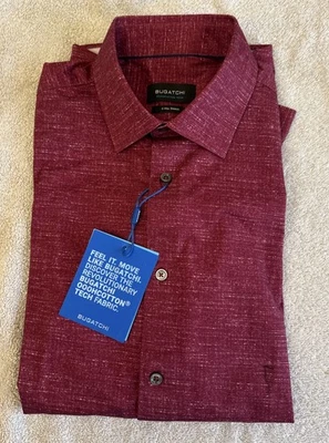 Bugatchi Shaped Fit Rust Button Down Long Sleeve Shirt Size M New With Tags - Image 1 of 4
