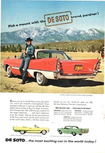 1957 Print Ad De Soto Fireflite 2-door Sportsman in Fiesta Red and White Cowboy - Picture 1 of 1