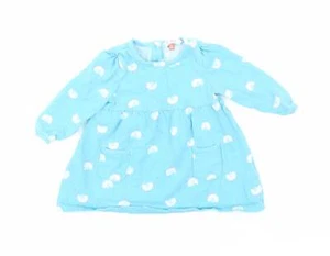 John Lewis Girls Blue Cotton Blend Basic T-Shirt Size 0-3 Months Round Neck - Picture 1 of 12