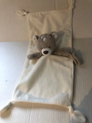 Carters OS Teddy Bear Lovey Security Blanket Rattle Pacifier holder 8 x 15 - Image 1 of 4