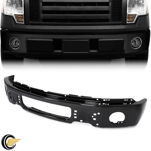 Front Bumper For 09-14 Ford F-150 Powder-Coated Black W/Fog Light Holes Face Bar - Picture 1 of 23