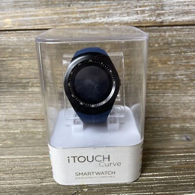 New! iTouch Curve SmartWatch Android & iOS Compatible- Black & Navy Blue - Image 1 of 4