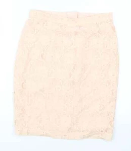 H&M Womens Pink Polyester Straight & Pencil Skirt Size 12 Zip - Picture 1 of 12