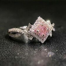 Pretty Women 925 Silver Pink Cubic Zirconia Ring Jewelry Wedding Gift Size 6-10