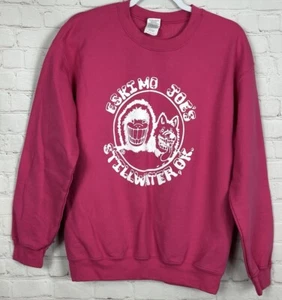 Eskimo Joe’s Stillwater Oklahoma Crewneck fleece lined pink sweatshirt sz M GUC - Picture 1 of 4