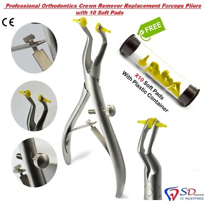 SMILE DENTALE Professional Crown Remover Replacement Forceps Pliers with 10 Soft Pads
