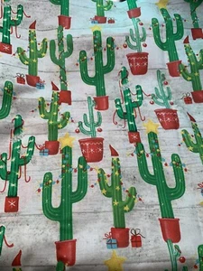 FQ Weihnachten Kaktus Sterne Lichter Geschenke Geschenke Baumwollstoff Fat Quarter - Bild 1 von 6