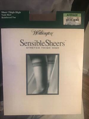 Medias altas de muslo bronceadas transparentes sensibles Worthington de colección tamaño promedio Foto 1 de 4