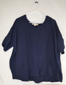 C&C California Women's Dark Blue Tunic Cotton Shirt V-neck S T43 - Picture 1 of 4