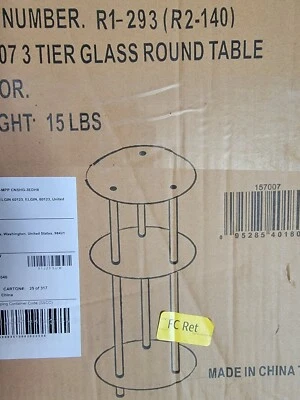 Convenience Concepts Glass 3 Tier Round Table, Silver Chrome, Small - Image 1 of 2