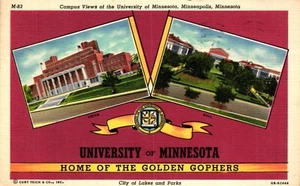 Banderas de escudo de la Universidad de Minnesota de postal - Imagen 1 de 2