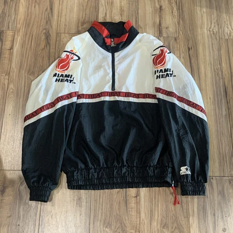 Vintage 90s Starter Miami Heat 1/4 Zip Windbreaker Jacket Men’s Large Cover