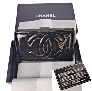 Vintage Chanel Wallet Solid Black Luxury Cardholder Coin Wallet - Picture 1 of 19