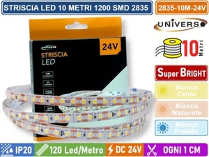 STRISCIA LED FLESSIBILE DC 24V 100W SMD 2835 MONOCOLORE 120 LED/M BOBINA DA 10M - Foto 1 di 3