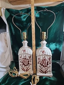 Pair of Vintage Paul Hanson, Co., Inc., MCM Brown & White Ceramic Lamps - NYC - Picture 1 of 17