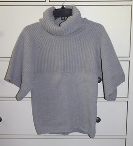 Ladies BCBG Cropped Kimono Short Sleeve Turtleneck "Heather Gray" Sweater size M - Picture 1 of 8