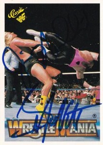 Jim Neidhart Greg Valentine Signed 1990 Classic WWF Wrestlemania Card 87 PSA/DNA