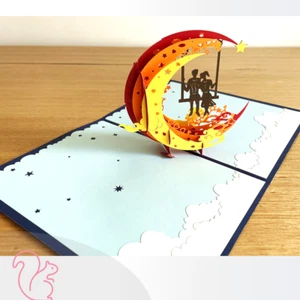 🔥💌 Fly Me To the Moon Lover Swing 💝Pop-Up 3D Gift Card 🎉Anniversary Greeting - Picture 1 of 6