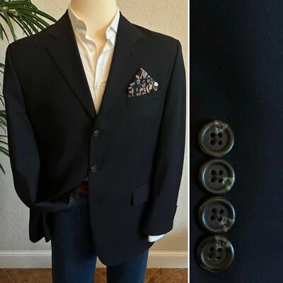 CHAQUETA DE TRAJE DE 3 BOTONES NEGRA MACIZA BLAZER RALPH LAUREN BLAZER TALLA 42 Foto 1 de 4