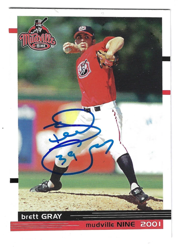 BRETT GRAY MUDVILLE NINE SIGNED 2001 GRANDSTAND BASEBALL CARD CINCINNATI REDS - Image 1 of 1