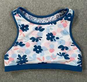 Top de bikini de natación reversible Eddie Bauer para niñas mediano 10/12 azul floral espalda deportiva - Imagen 1 de 6