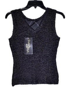 CHRISTINE PHILLIPE Women's Black Beaded Tank Top (Size S/Small) SH542 NEW  - Picture 1 of 4