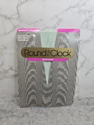 Vintage Round Clock Control Top Lyrica Sheer Mint Green MED Pantyhose USA Solid - Image 1 of 4
