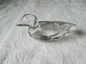 Val St Lambert Crystal Glass Duck, Signed! 4 1/2" Beak to Tail, 2" Wide - Picture 1 of 5