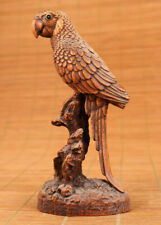 GY078 - 12 x 6 x 3.5 CM Carved Boxwood Carving Figurine - Pretty Parrot Bird