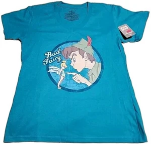 NEW Disney Store Peter Pan & Tinkerbell Bad Fairy Teal T-Shirt Size Large NWT - Picture 1 of 7