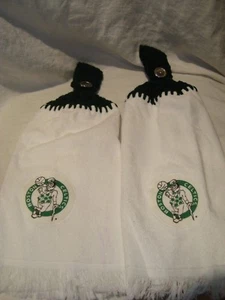 Boston Celtics Set of 2 Handmade Crochet Kitchen Fridge Golf Bar Hand Towels NEW - Picture 1 of 3