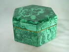 BUTW hand carved Zaire malachite hexagon jewelry box lapidary carving 4391B dl