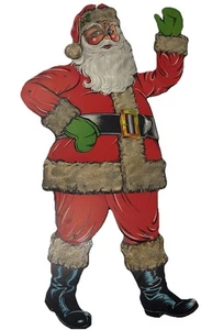 Vintage Jointed Santa Claus Die Cut Glitter Christmas Wall Decoration Large 30" - Picture 1 of 12