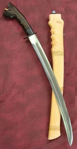 Custom Handmade Carbon Steel Filipino Ginunting Sword With Leather Sheath - Picture 1 of 5