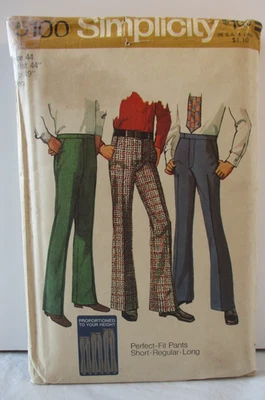 Simplicity Pattern 5100 Mens Pants Proportioned Sizes Size 44 Hips 49" Vtg Uncut - Image 1 of 4