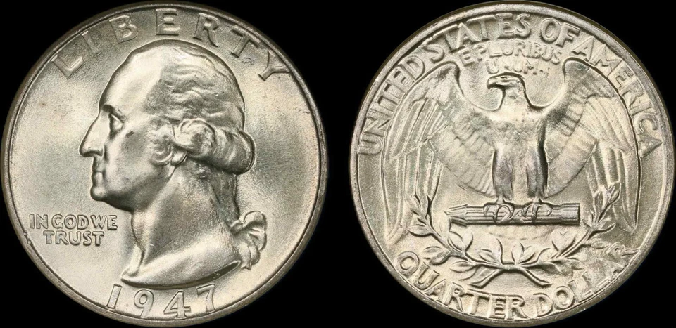 1947 Washington Quarter NGC MS67 Bright White and Virtually Spotless - Image 1 of 3