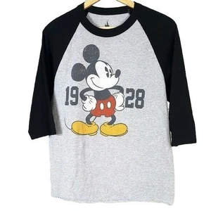 Disney Parks Walt Disney World Shirt Gray Medium 1928 Unisex Raglan Mickey Mouse - Picture 1 of 5