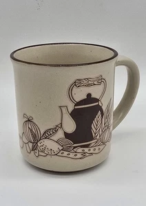 Vintage Steingut Kaffee Tee Becher Wasserkocher Pilze Zwiebel Erbsen - Bild 1 von 5