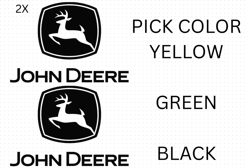 2X for John Deere Premium Vinyl Sticker 2-Pack Yellow, Green Black - Image 1 of 1