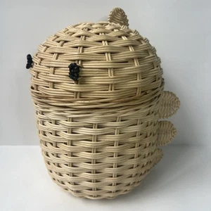 Woven Rattan Dinosaur Basket 11.5” – Nursery Decor Small Toy Storage Boho - Picture 1 of 22