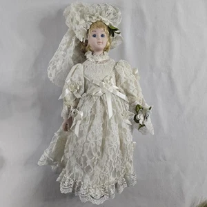 Bambola porcellana coccinella vintage bambola sposa bionda occhi azzurri circa 16" pls LEGGI⬇ - Foto 1 di 7