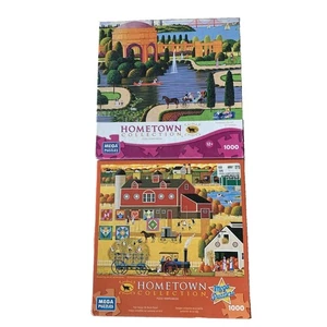Konvolut 2 Vintage Heimatstadt Sammlung 1.000 Teile Puzzle Pfauenhotel + - Bild 1 von 4