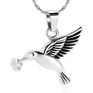 Hummingbird Cremation Jewelry Keepsake Stainless Steel Human Pet Urn Necklace... - Picture 1 of 7