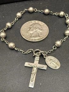 Vintage Diroma Sterling Silver Rosary Bracelet Religious - Imagen 1 de 7
