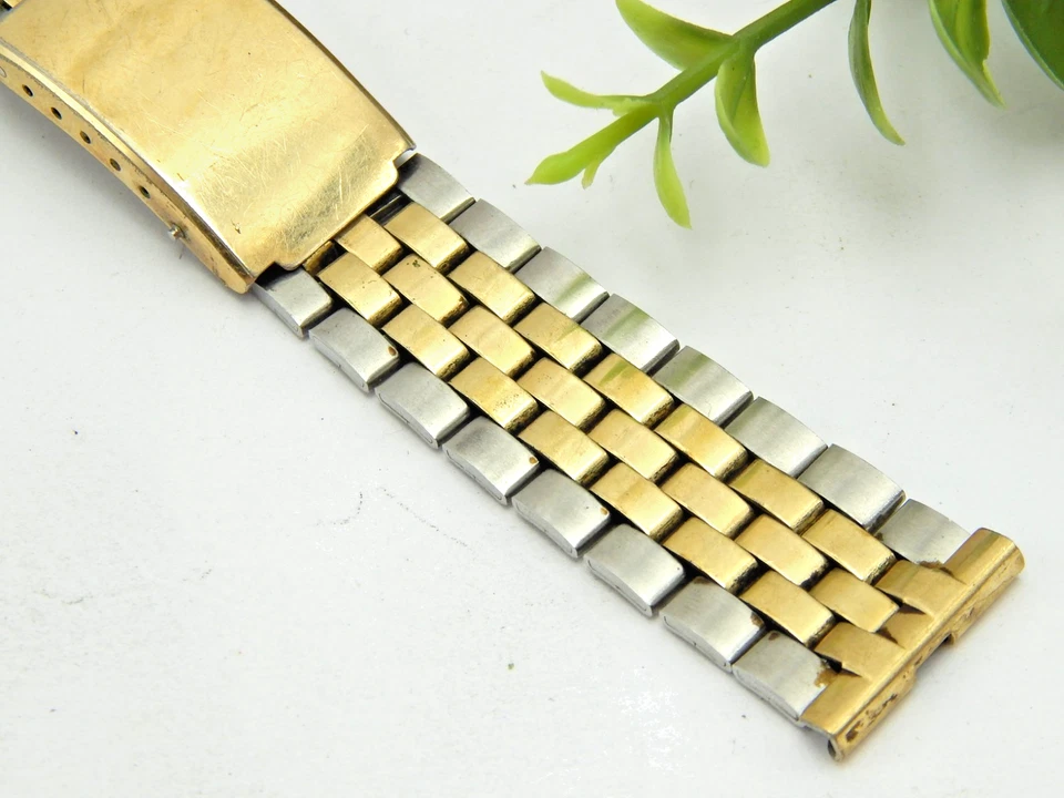 Antiguo reloj pulsera vintage usado Baldwin 2 tonos oro relleno 19 mm 3/4" Foto 1 de 4