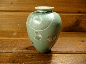 Louise Reding Crystalline Celadon 5in Vase Home Decor - Picture 1 of 7